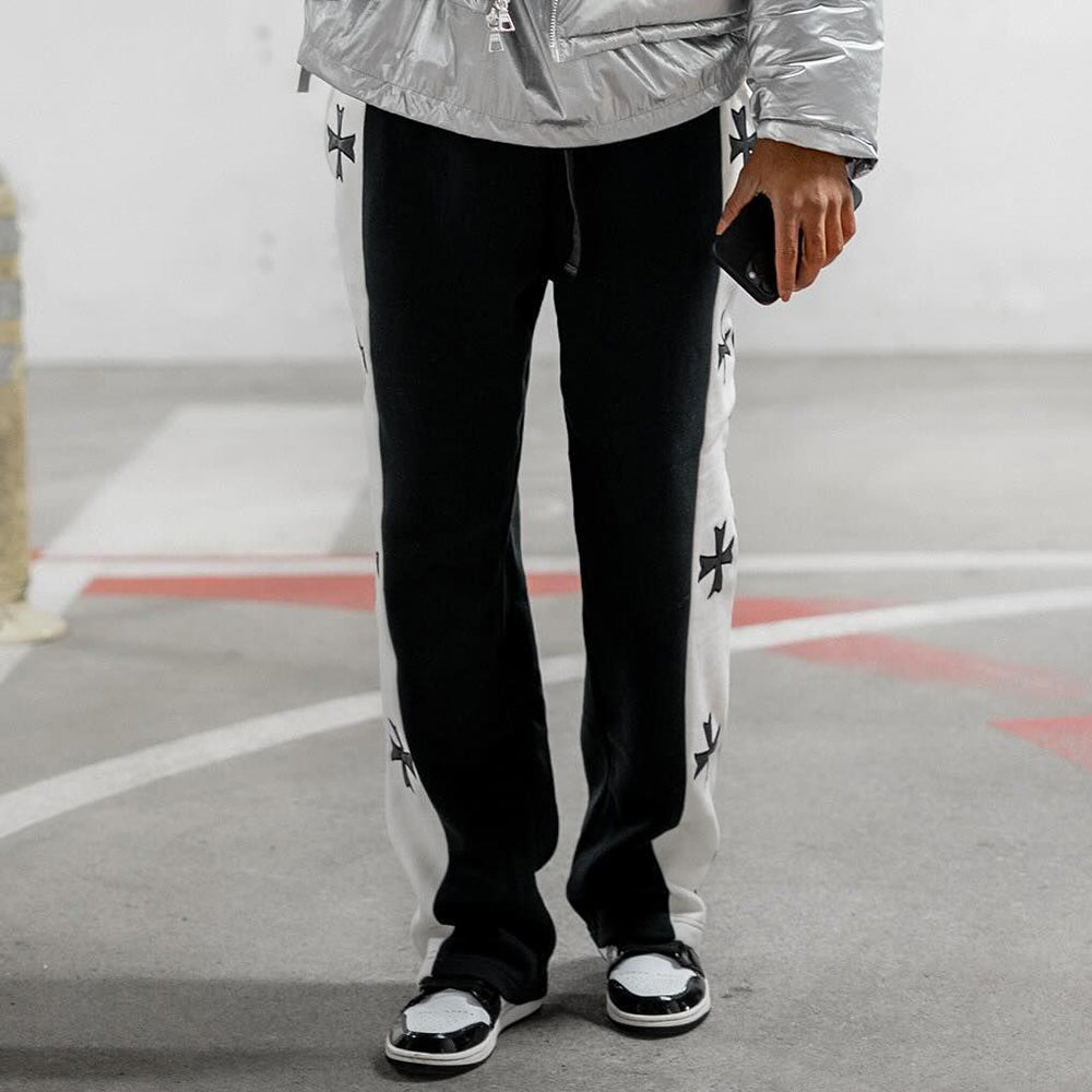 Cross Contrast Flared Pants